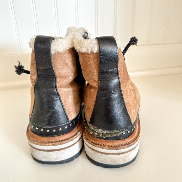 Rag & Bone Compass Shearling Camel Leather Hiking Boots $695 - Picture 4 of 9